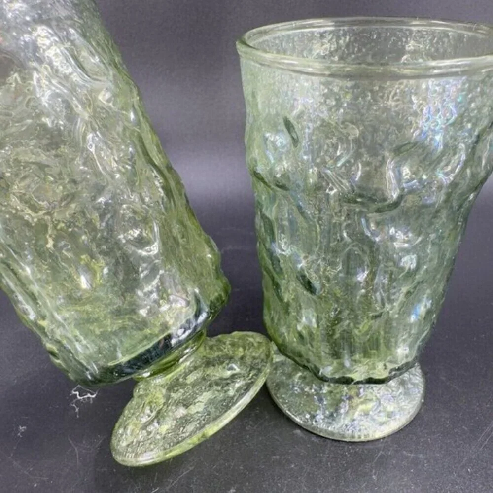 Anchor Hocking Lido Milano Crinkle Drinking Glasses Tumbler Iridescent Set‎ 2